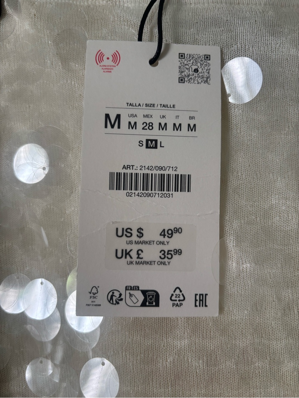 Zara white sequin midi skirt - Picture 2 of 3